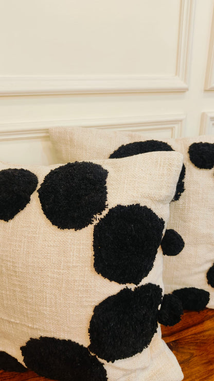 Monochrome Dots Tufted Cotton Cushion Covers (Set of 2)