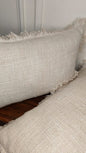 Ivory Textured Fringe Lumbar Cushion Set (Set of 2)