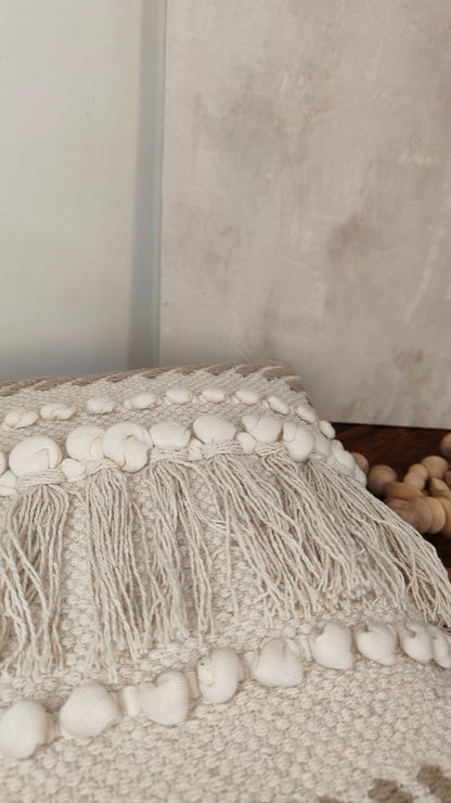 Boho Fringe & Chevron Textured Cushion Cover (Single)