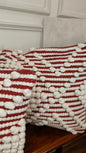 Red & White Pom-Pom Stripe Lumbar Cushion Cover Set (Set of 2)