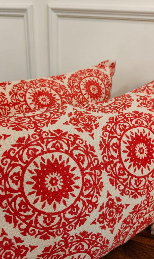 Crimson Bloom Cushion Cover Set (Set of 2)
