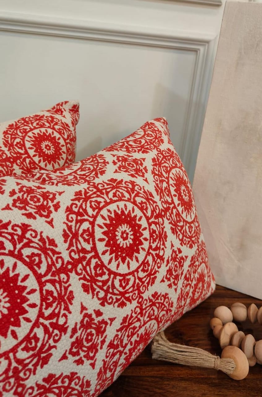 Crimson Bloom Cushion Cover Set (Set of 2)