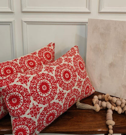 Crimson Bloom Cushion Cover Set (Set of 2)