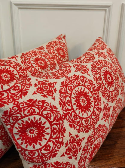 Crimson Bloom Cushion Cover Set (Set of 2)