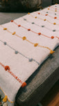 Handwoven Cotton Sofa Throw with Colorful Knots – 50" x 60"