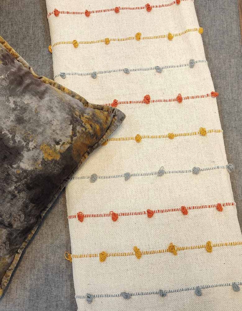 Handwoven Cotton Sofa Throw with Colorful Knots – 50" x 60"