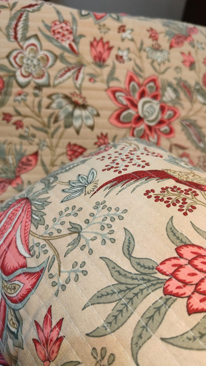 Beige Floral & Fauna 7-Piece Quilted King Bedding Set