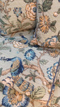 Pastel Blue Floral & Peacock 7-Piece Quilted King Bedding Set