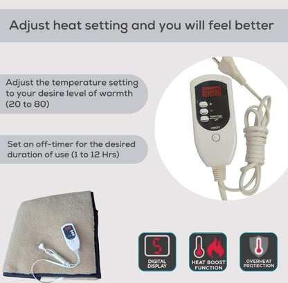 Digital Electric Blanket (Under blanket) with Timer & Heat Control (Single) — Experience soothing warmth and restful sleep with smart digital heat setting
