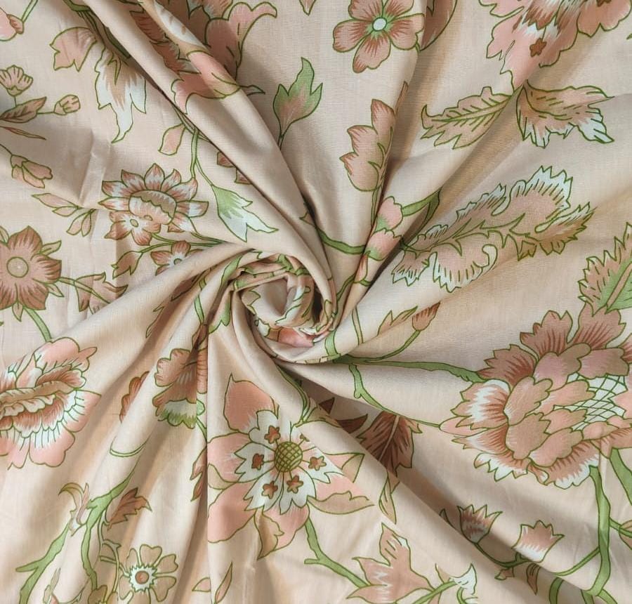 Gulnaar Peach Reversible Dohar – Warm Peach & Soft White floral