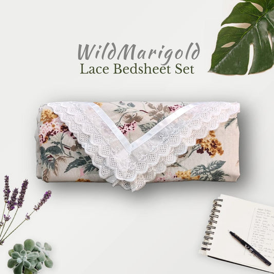 Wild Marigold – Lace Bedsheet Set (108×108")