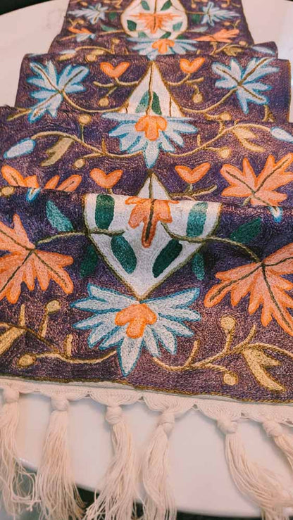 Kashmiri Hand Embroidered Floral Table Runner
