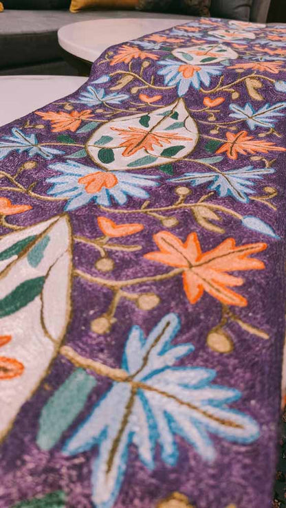 Kashmiri Hand Embroidered Floral Table Runner