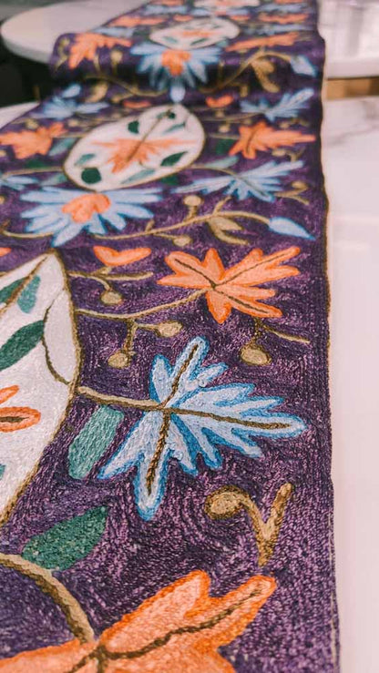 Kashmiri Hand Embroidered Floral Table Runner