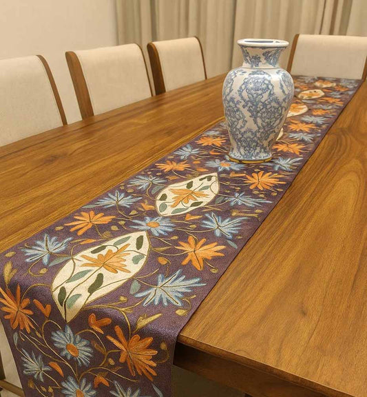 Kashmiri Hand Embroidered Floral Table Runner