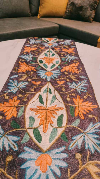 Kashmiri Hand Embroidered Floral Table Runner